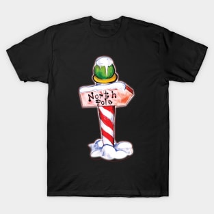 North pole sign in watercolor T-Shirt